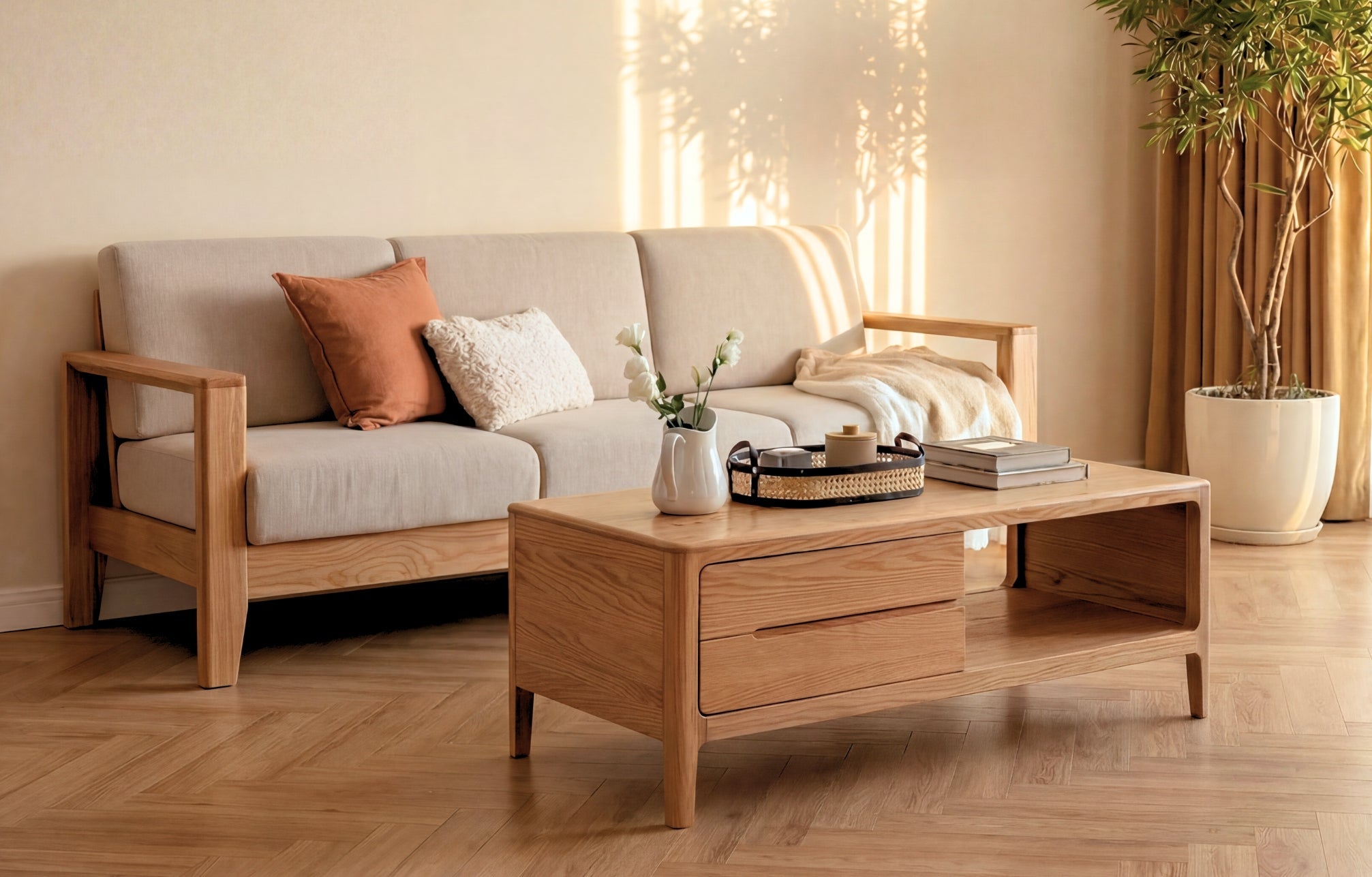 Easter free shipping on oak furniture bestsellers in Sydney and Melbourne with chocolate bunny and colorful eggs