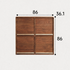 4-compartment walnut storage cabinet measuring 86 cm wide, 86 cm high and 36.1 cm deep.