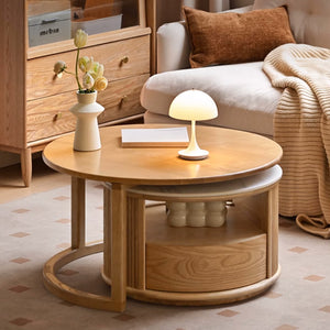 Anders Natural Solid Ash Coffee Table Set Design Three