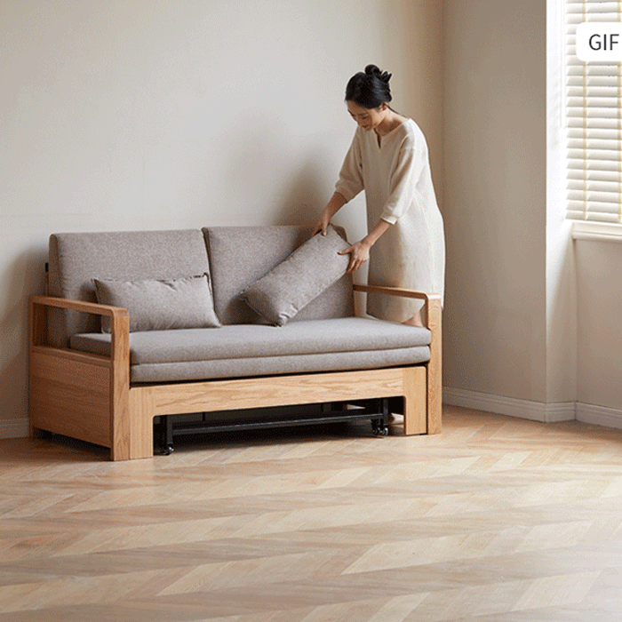 Humbie Natural Solid Oak Sofa Bed - Oak Furniture Store