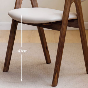 Kidal Natural Solid Walnut Dining Chair with Leather Pad