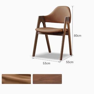 Kidal Natural Solid Walnut Dining Chair with Leather Pad