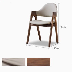 Kidal Natural Solid Walnut Dining Chair with Leather Pad