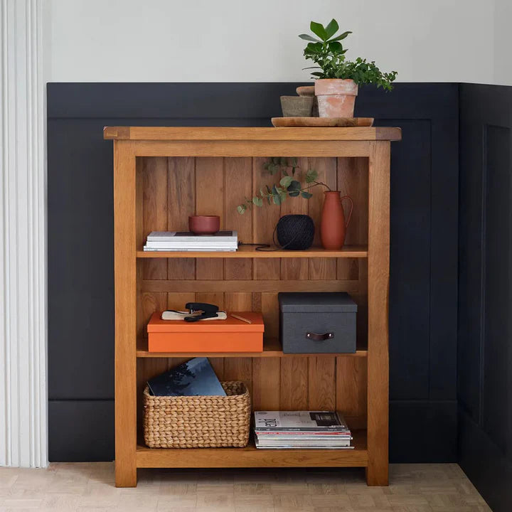 Rustic Country Solid Oak Small Bookcase