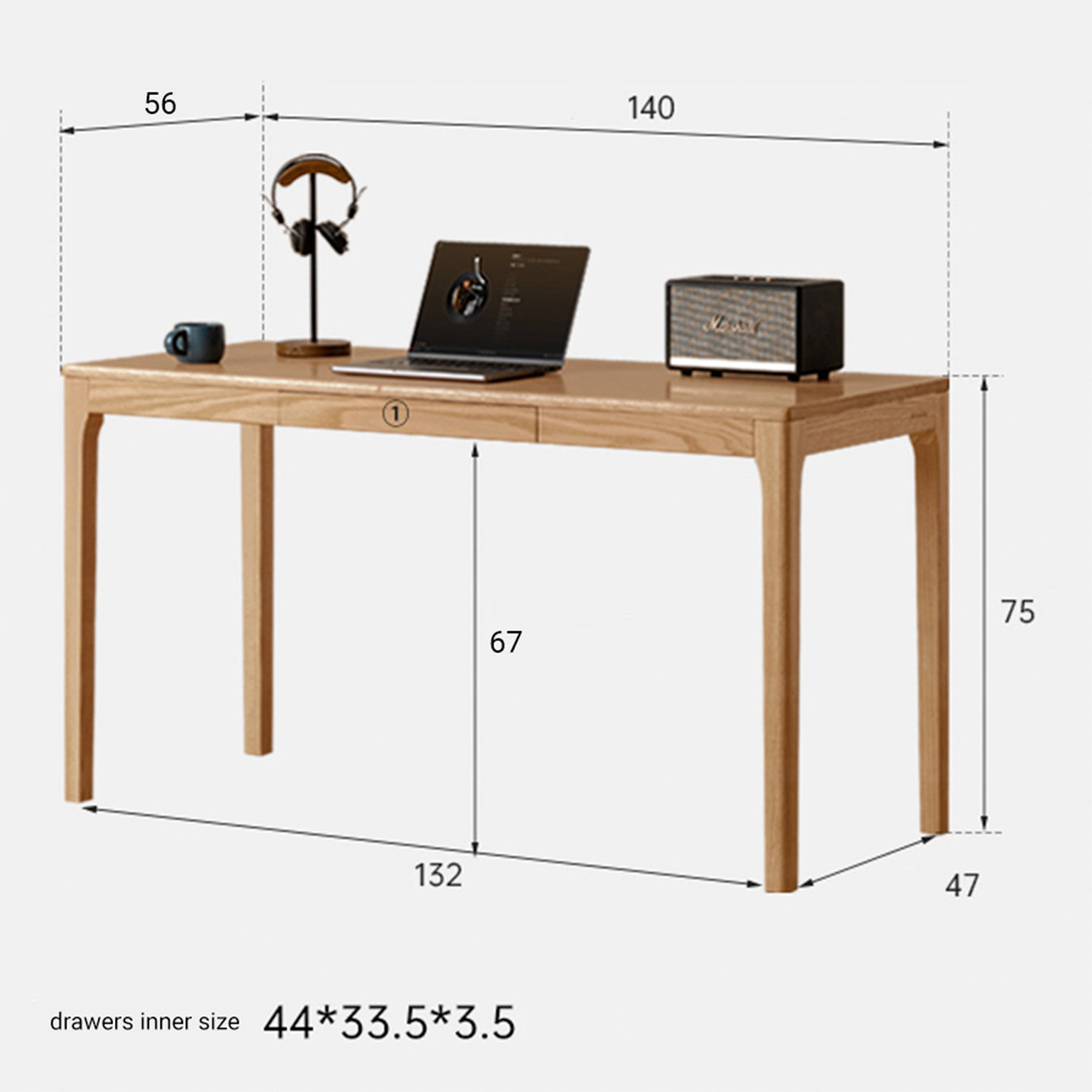 Seattle Natural Solid Oak Writing Desk
