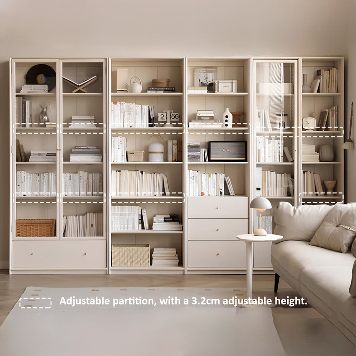 Vaja Solid Oak Painted Display/Book Cabinet