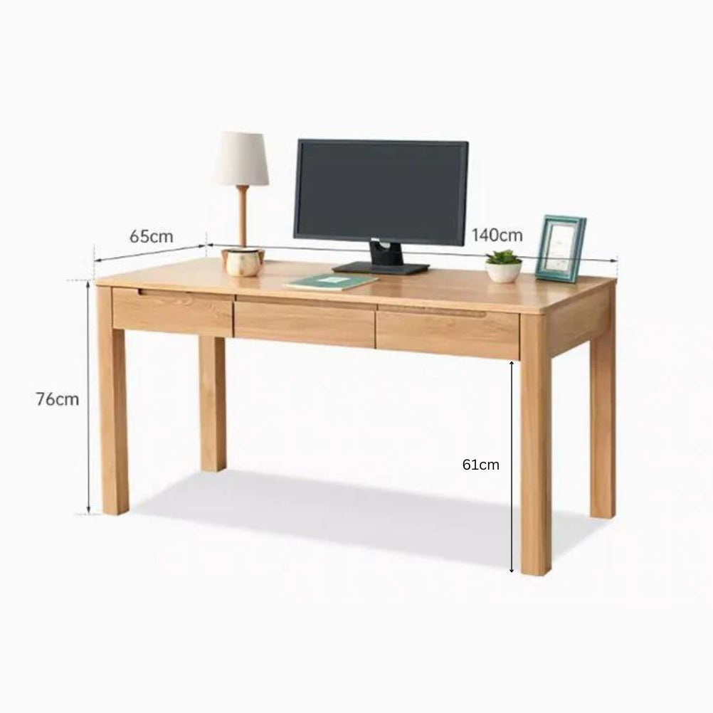 Humbie Solid Oak Study Desk - Oak Furniture Store