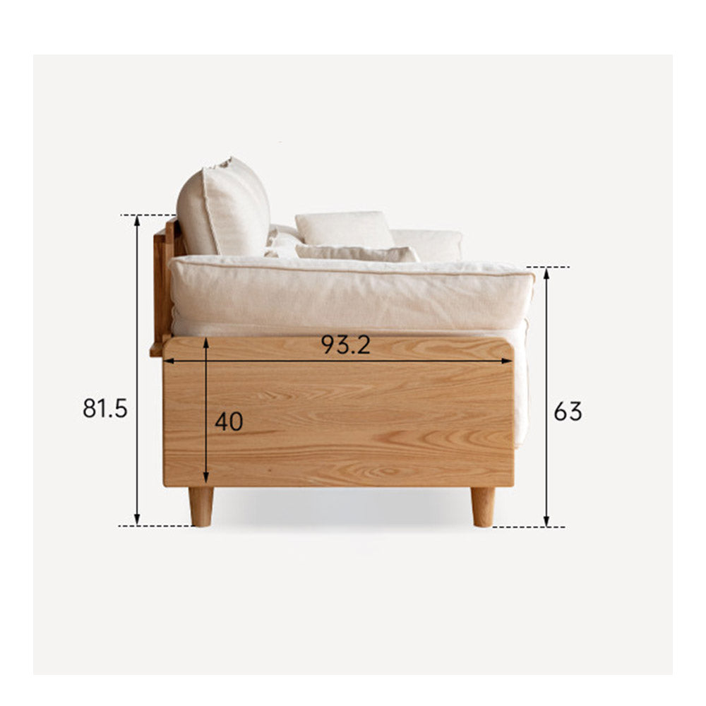 Lipari Natural Solid Oak Chenille Sofa