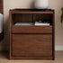 Achen Natural Solid Oak Bedside Table in Walnut Colour - Oak Furniture Store