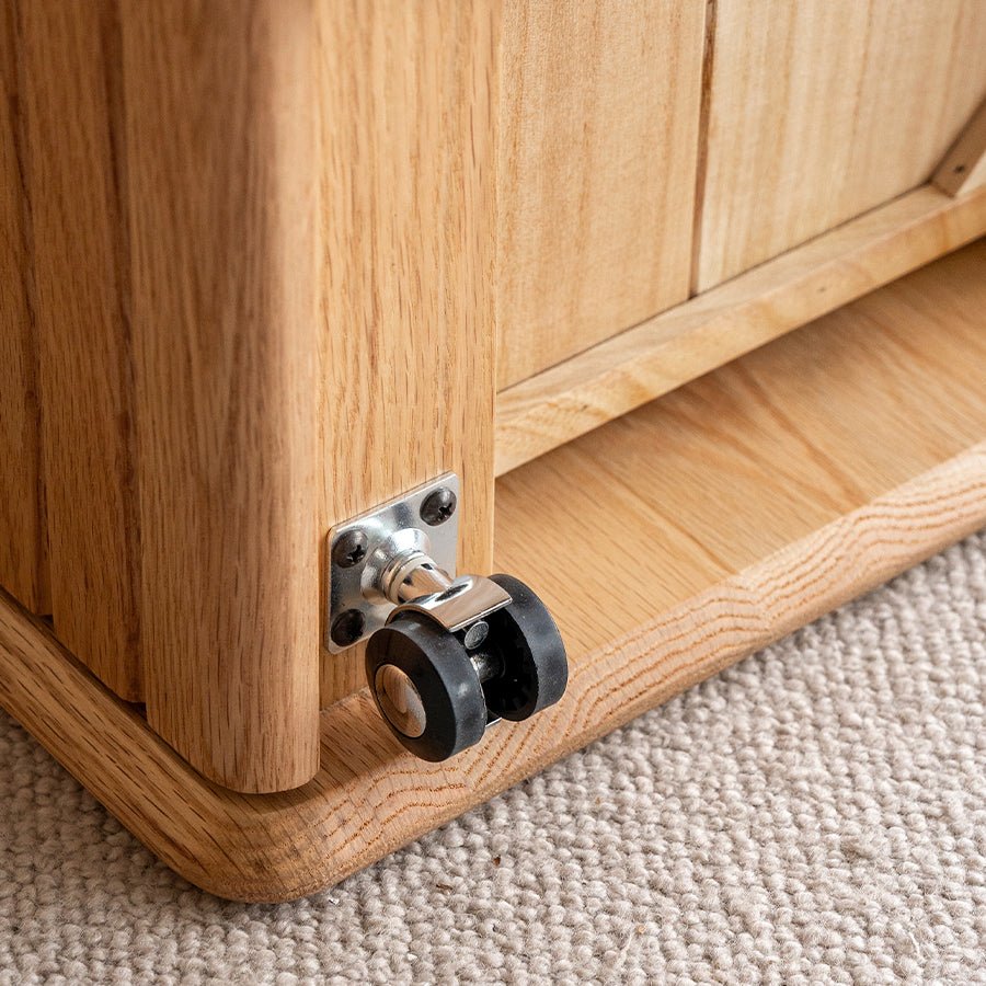 Achen Natural Solid Oak Movable Bedside Table | Oak Furniture Store