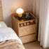 Achen Natural Solid Oak Movable Bedside Table | Oak Furniture Store