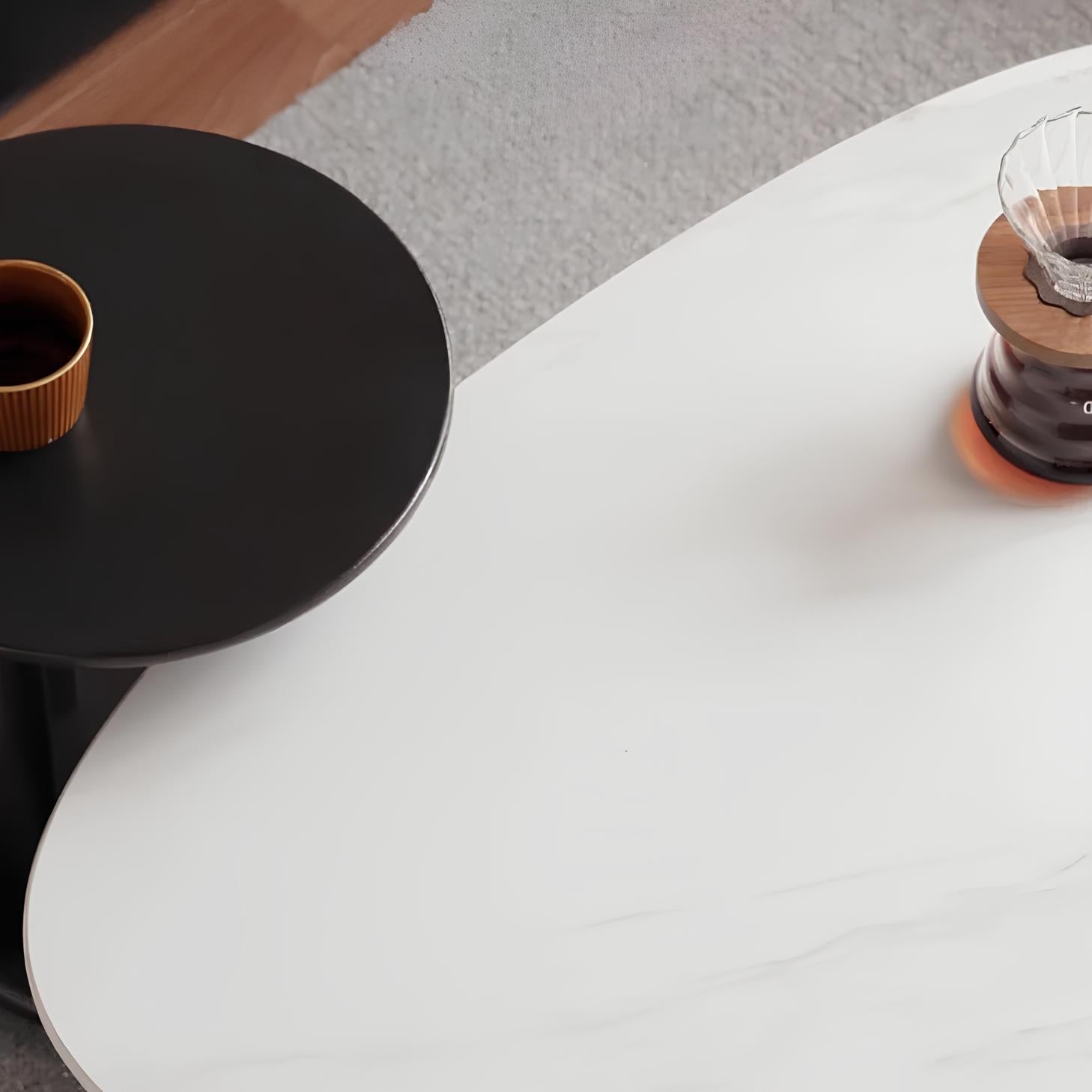 Alla Solid Oak Coffee Table Set | black coffee table with marble top for New Zealand living room | Oak Furniture Store