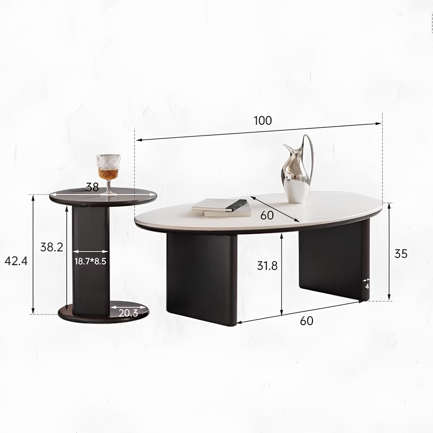 Alla Solid Oak Coffee Table Set | black coffee table with marble top for New Zealand living room | Oak Furniture Store