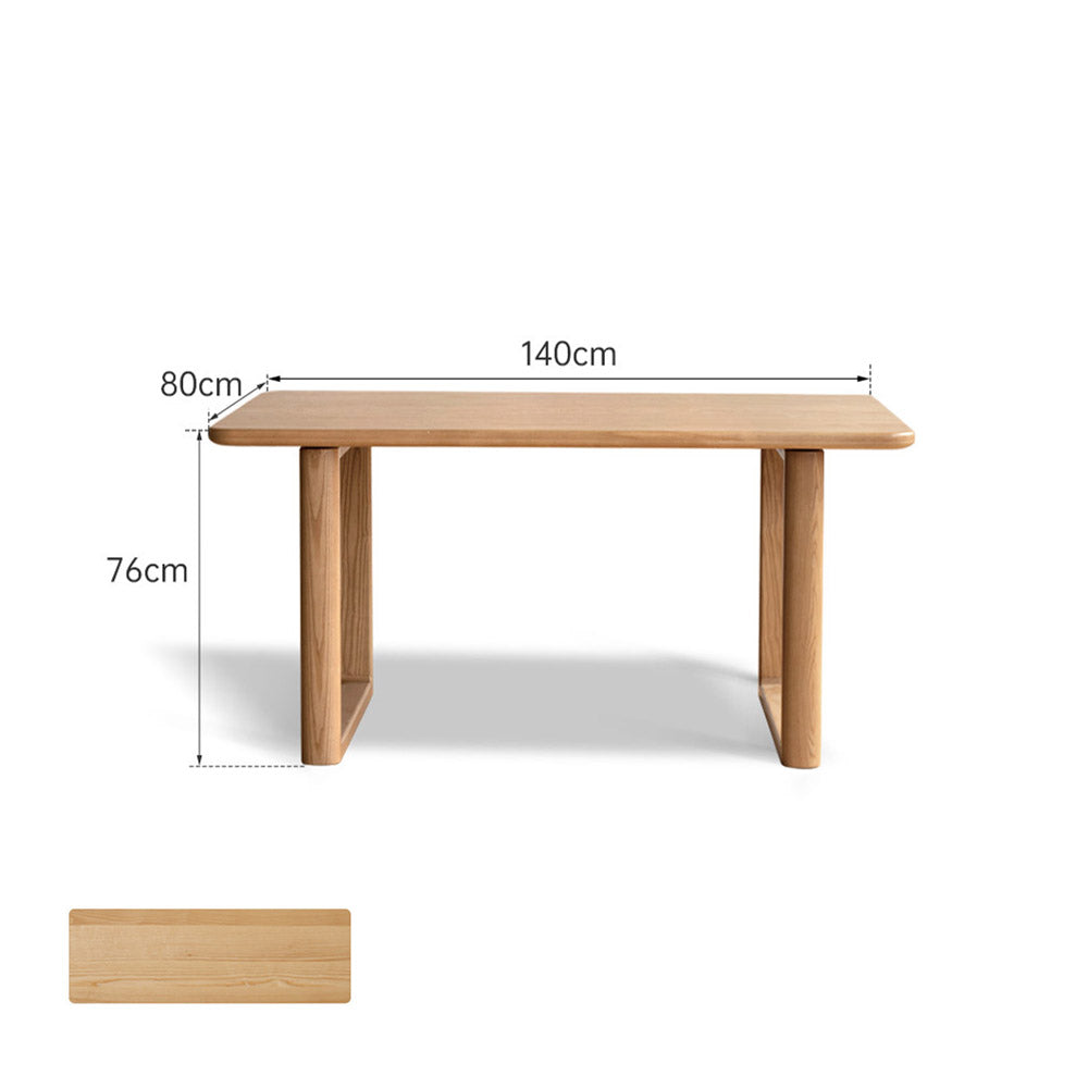 Ancona Natural Solid Ash Rectangular-Leg Dining Table