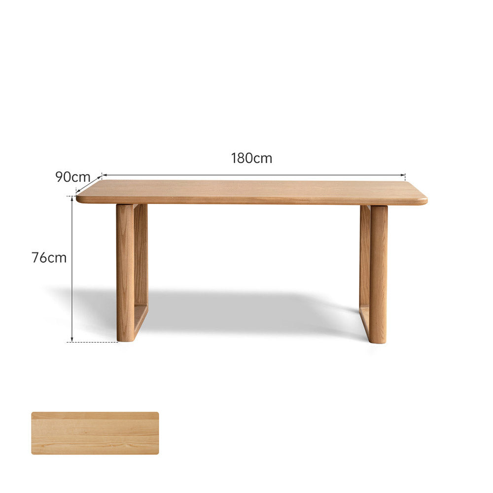 Ancona Natural Solid Ash Rectangular-Leg Dining Table