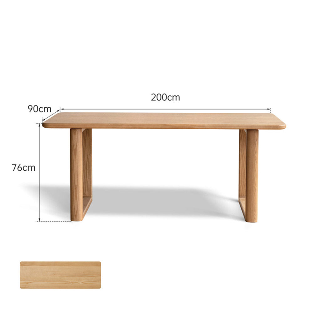 Ancona Natural Solid Ash Rectangular-Leg Dining Table