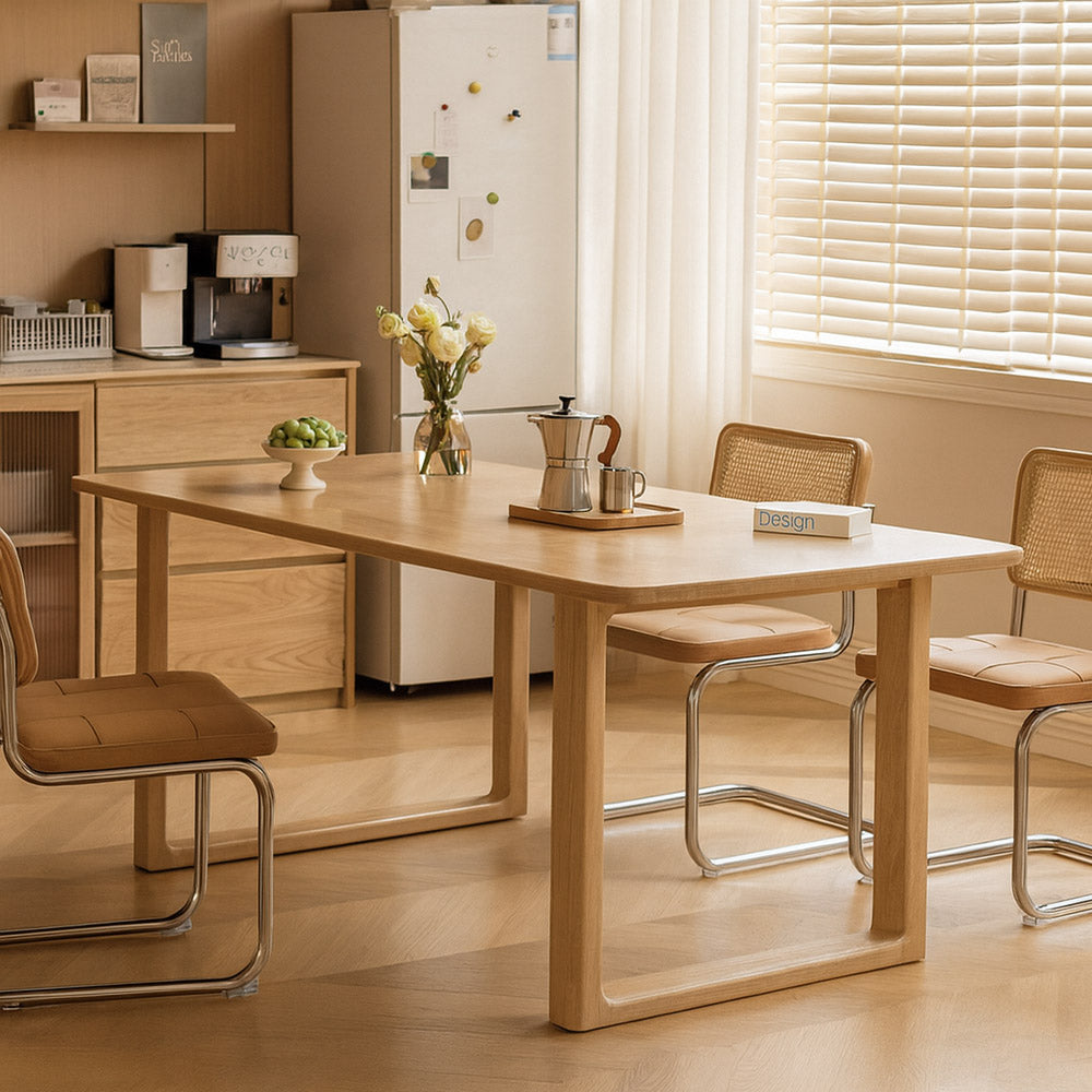 Ancona Natural Solid Ash Rectangular-Leg Dining Table