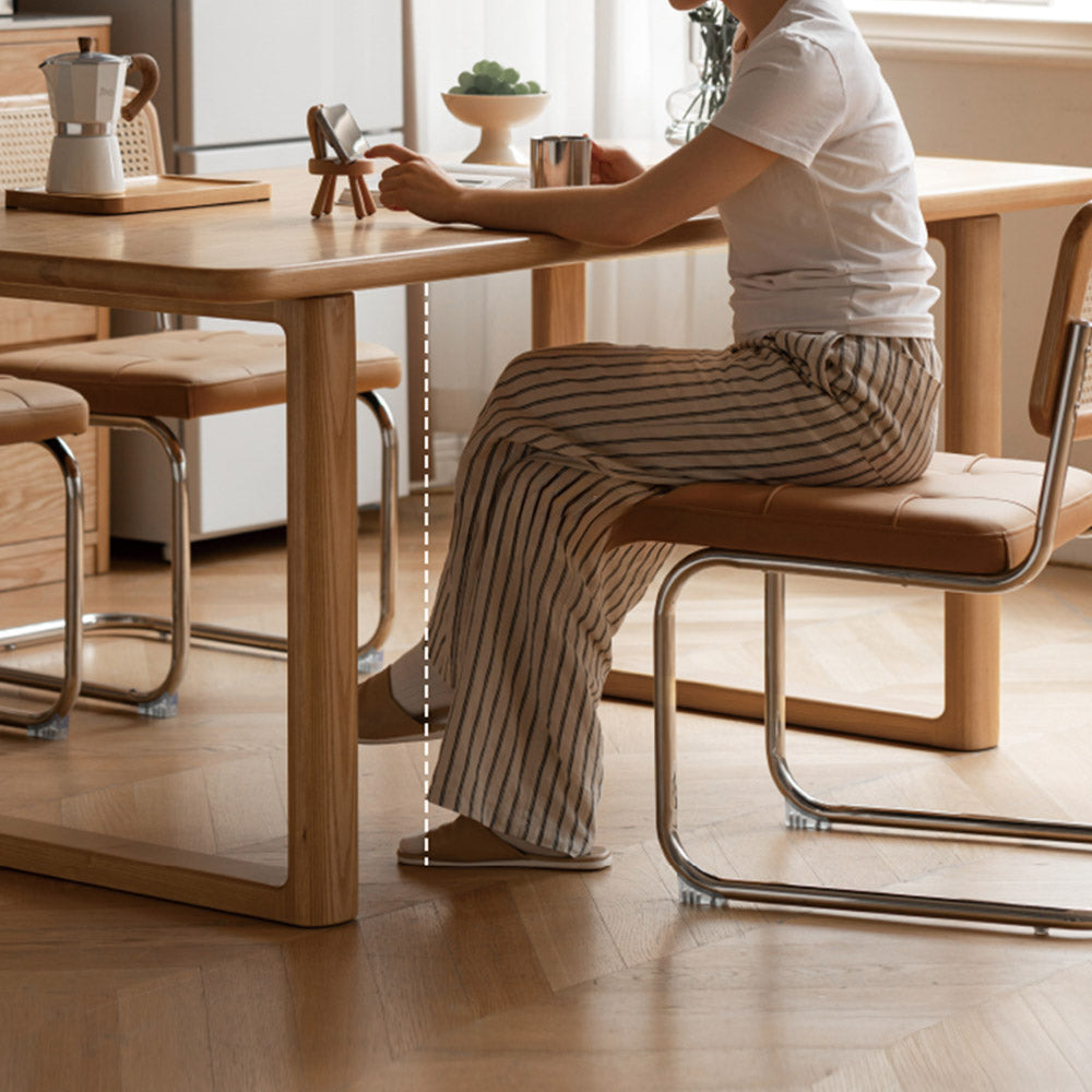 Ancona Natural Solid Ash Rectangular-Leg Dining Table