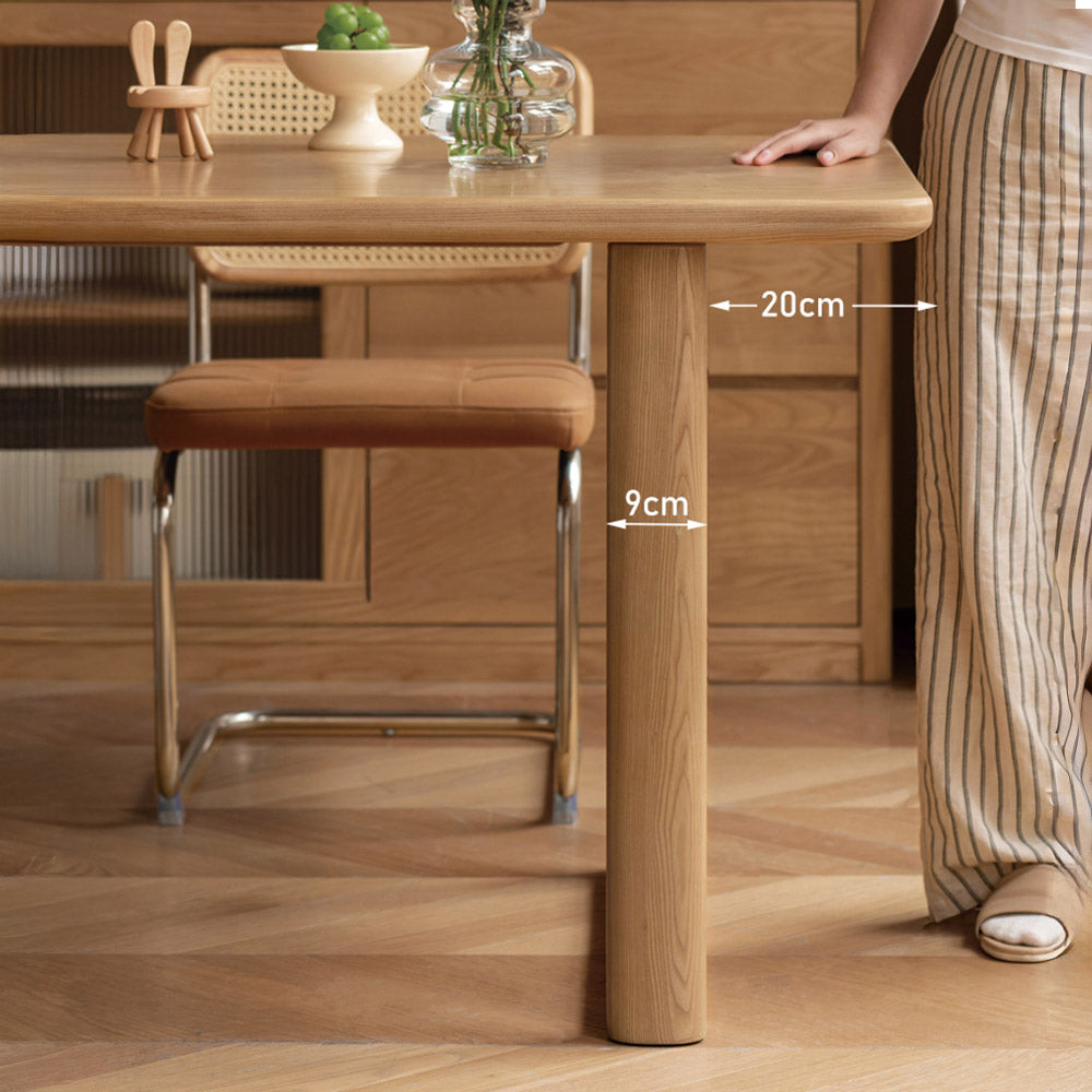 Ancona Natural Solid Ash Rectangular-Leg Dining Table