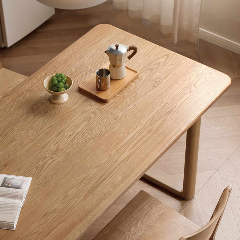 Ancona Natural Solid Ash Rectangular-Leg Dining Table