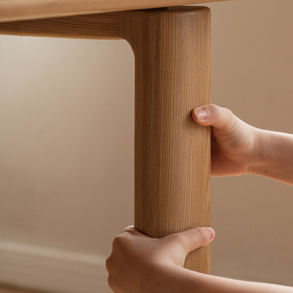 Ancona Natural Solid Ash Rectangular-Leg Dining Table