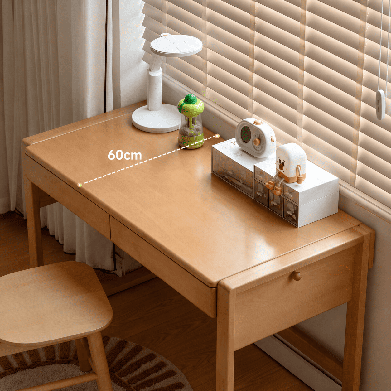 Ancona Natural Solid Beech Desk with Hutch