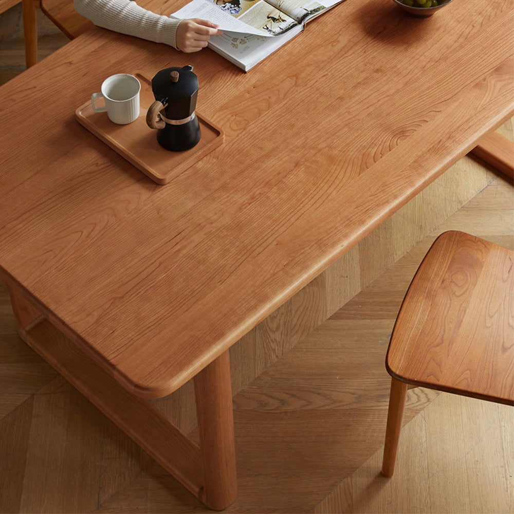 Ancona Natural Solid Cherry Rectangular-Leg Dining Table