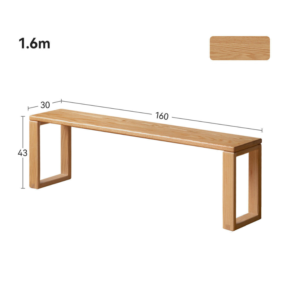 Ancona Natural Solid Oak Dining Bench