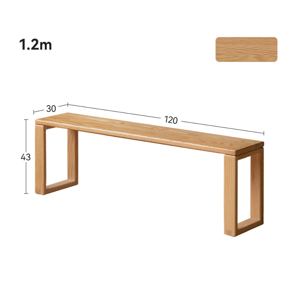 Ancona Natural Solid Oak Dining Bench