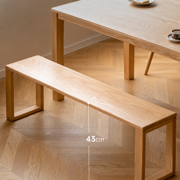 Ancona Natural Solid Oak Dining Bench