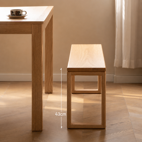 Ancona Natural Solid Oak Dining Bench