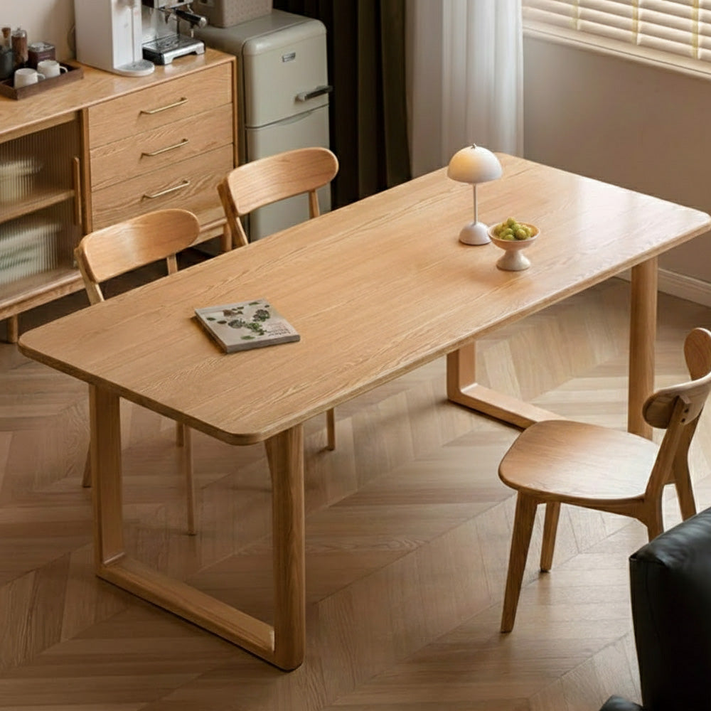Ancona Natural Solid Oak Rectangular-Leg Dining Table