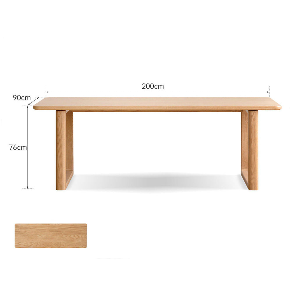 Ancona Natural Solid Oak Rectangular-Leg Dining Table