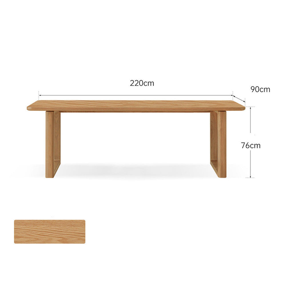 Ancona Natural Solid Oak Rectangular-Leg Dining Table