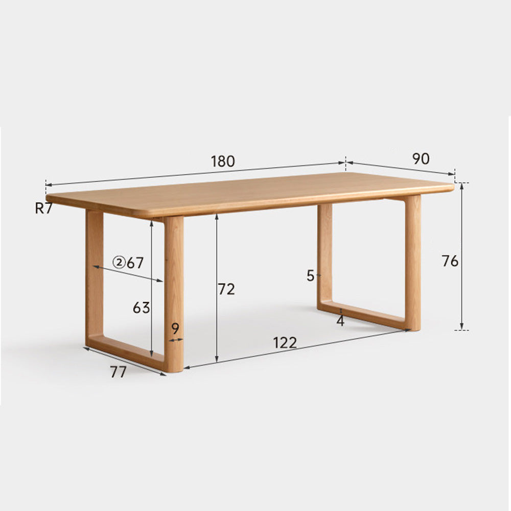 Ancona Natural Solid Oak Rectangular-Leg Dining Table