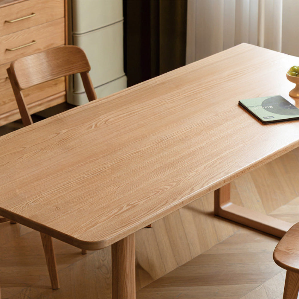 Ancona Natural Solid Oak Rectangular-Leg Dining Table
