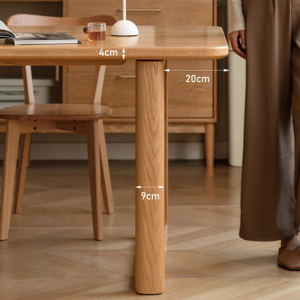 Ancona Natural Solid Oak Rectangular-Leg Dining Table