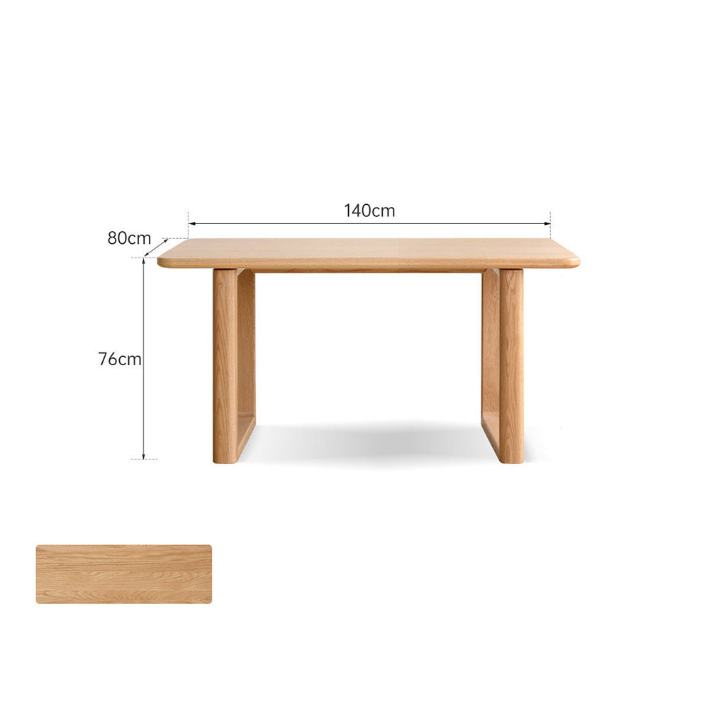 Ancona Natural Solid Oak Rectangular-Leg Dining Table