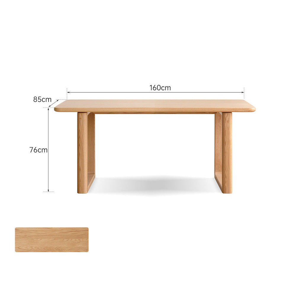 Ancona Natural Solid Oak Rectangular-Leg Dining Table