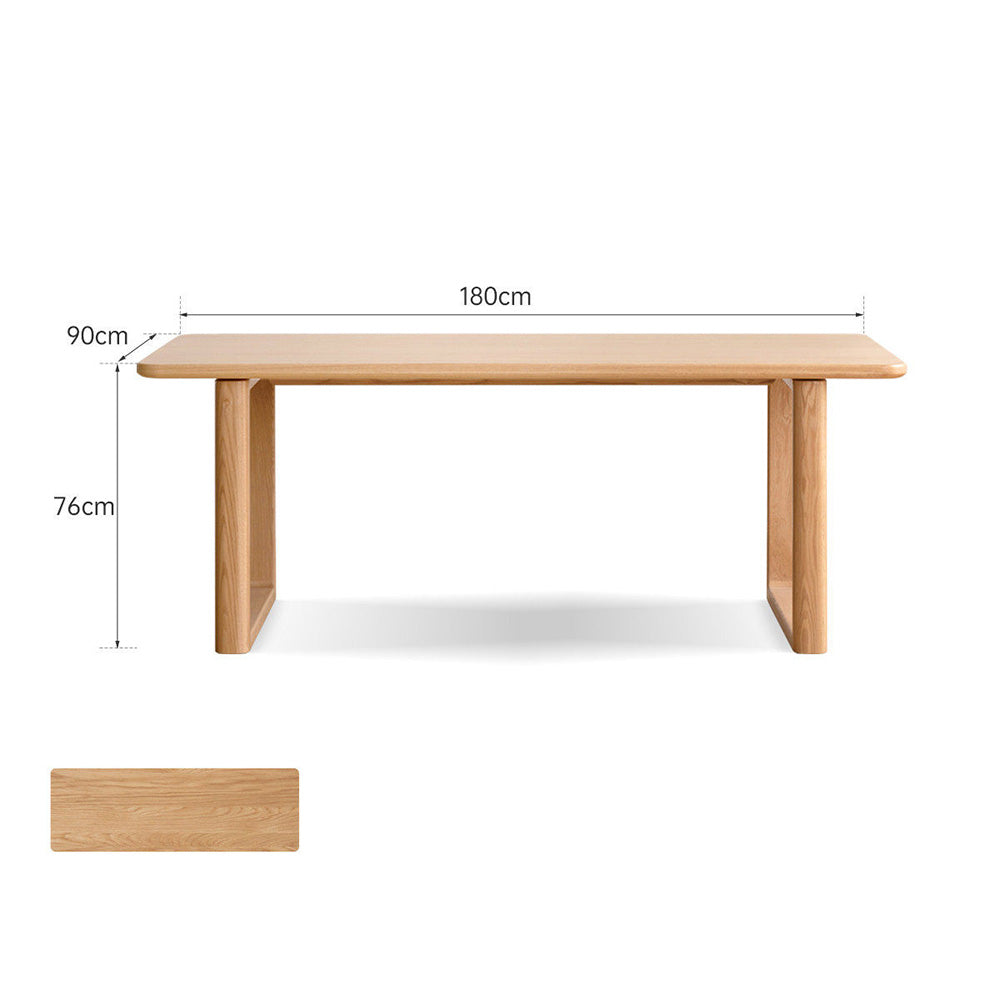 Ancona Natural Solid Oak Rectangular-Leg Dining Table