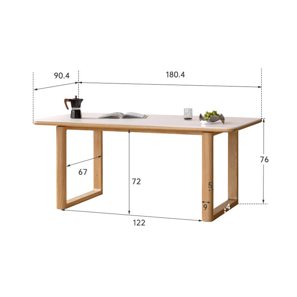 Ancona Natural Solid Oak Rectangular-Leg Dining Table with Ceramic Top