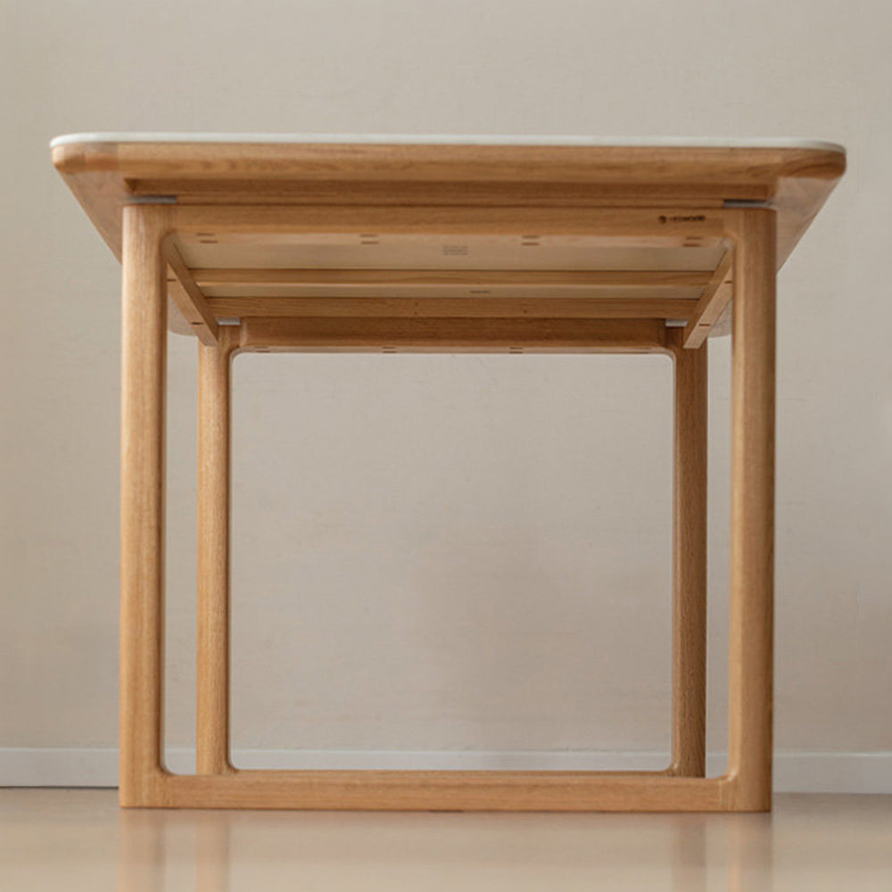 Ancona Natural Solid Oak Rectangular-Leg Dining Table with Ceramic Top