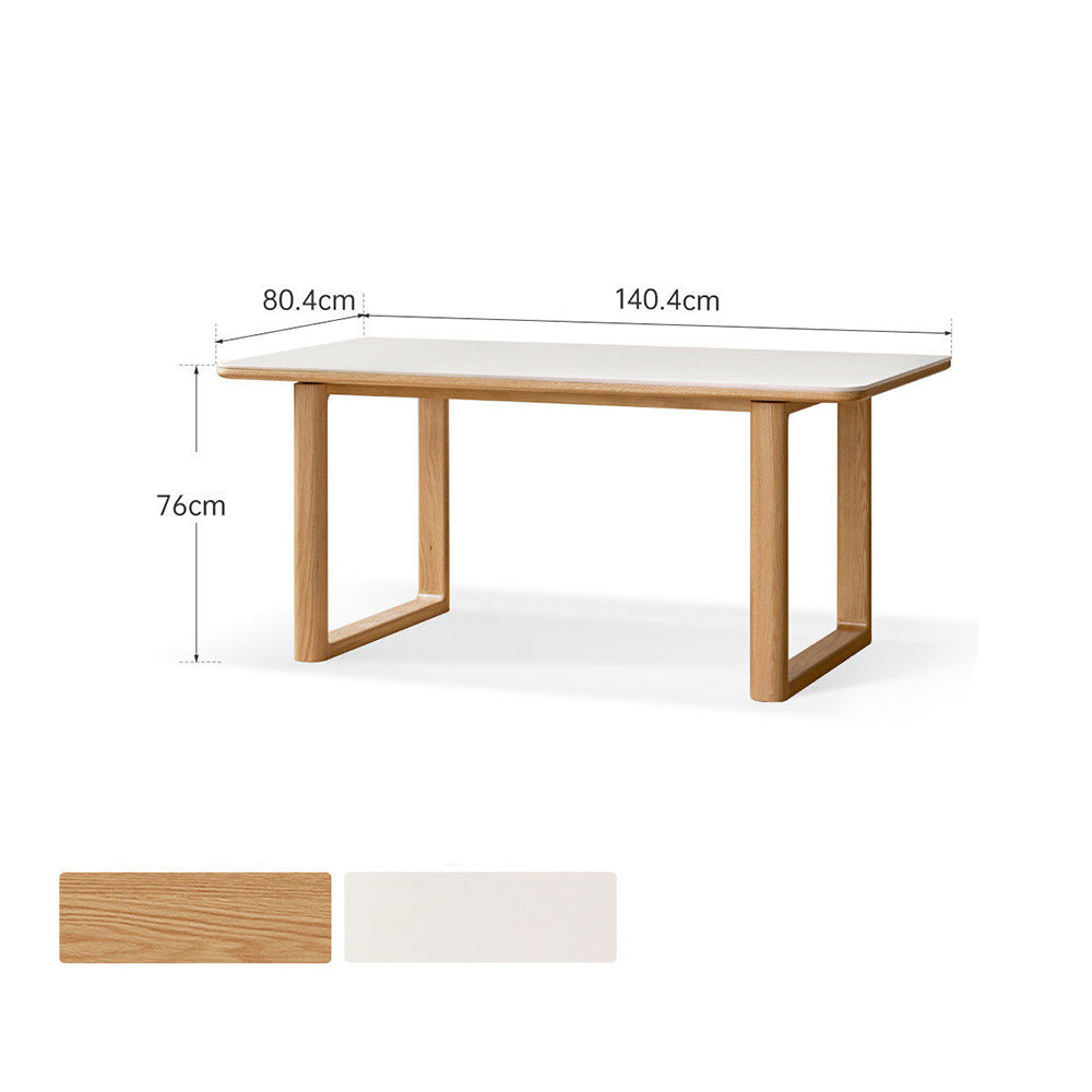 Ancona Natural Solid Oak Rectangular-Leg Dining Table with Ceramic Top