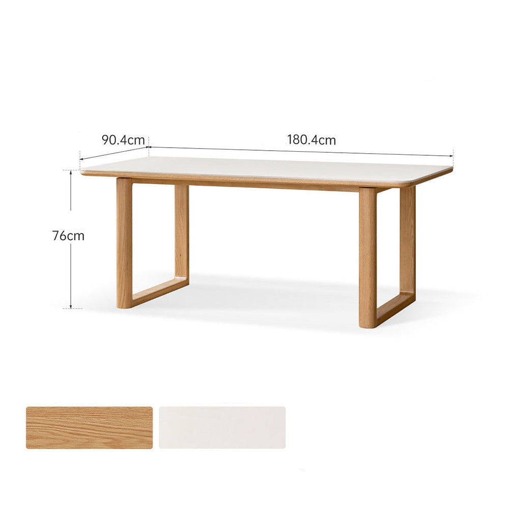 Ancona Natural Solid Oak Rectangular-Leg Dining Table with Ceramic Top