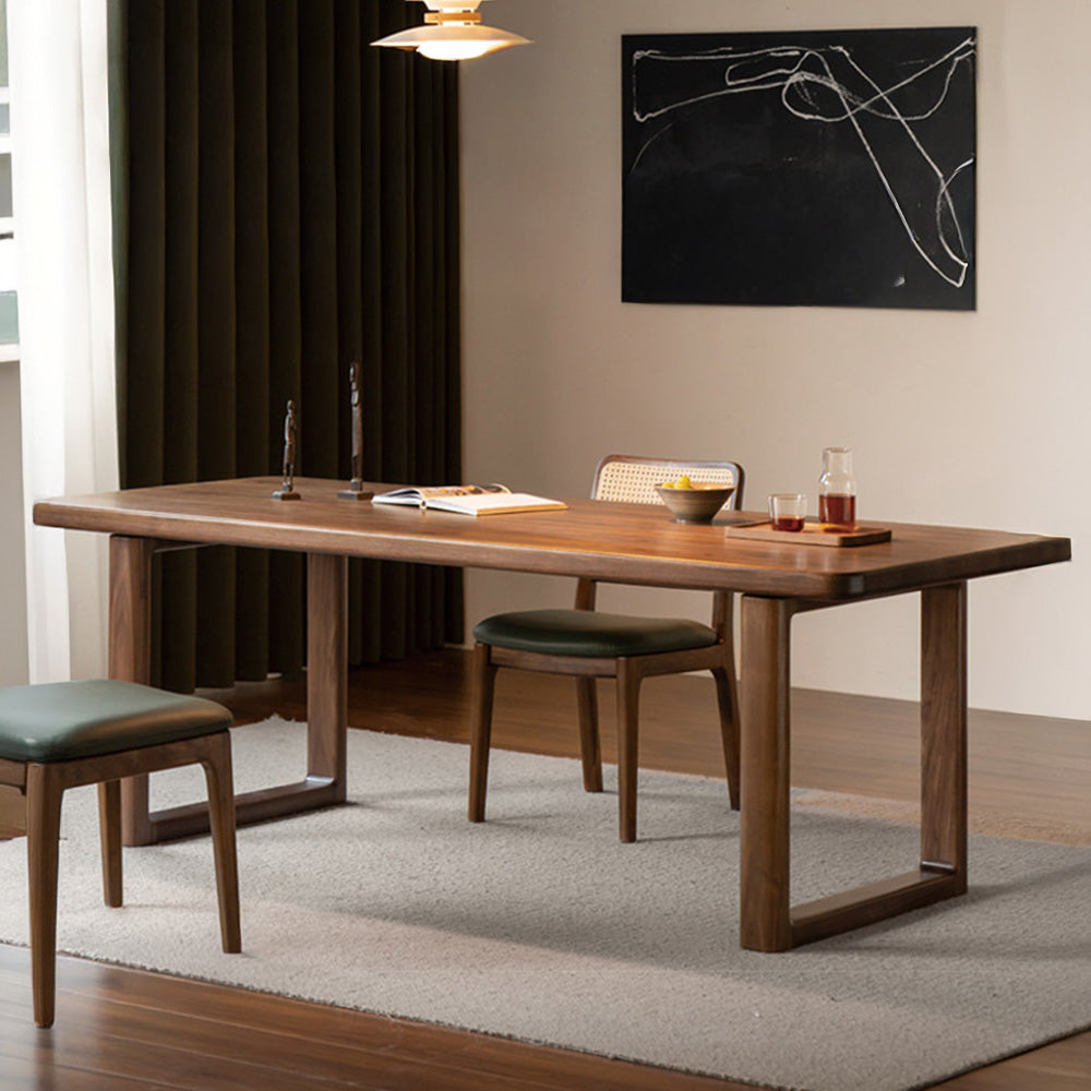 Ancona Natural Solid Walnut Rectangular-Leg Dining Table