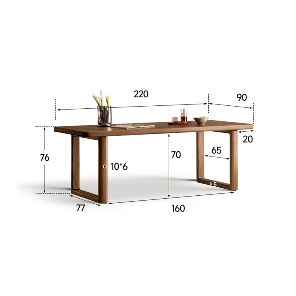 Ancona Natural Solid Walnut Rectangular-Leg Dining Table