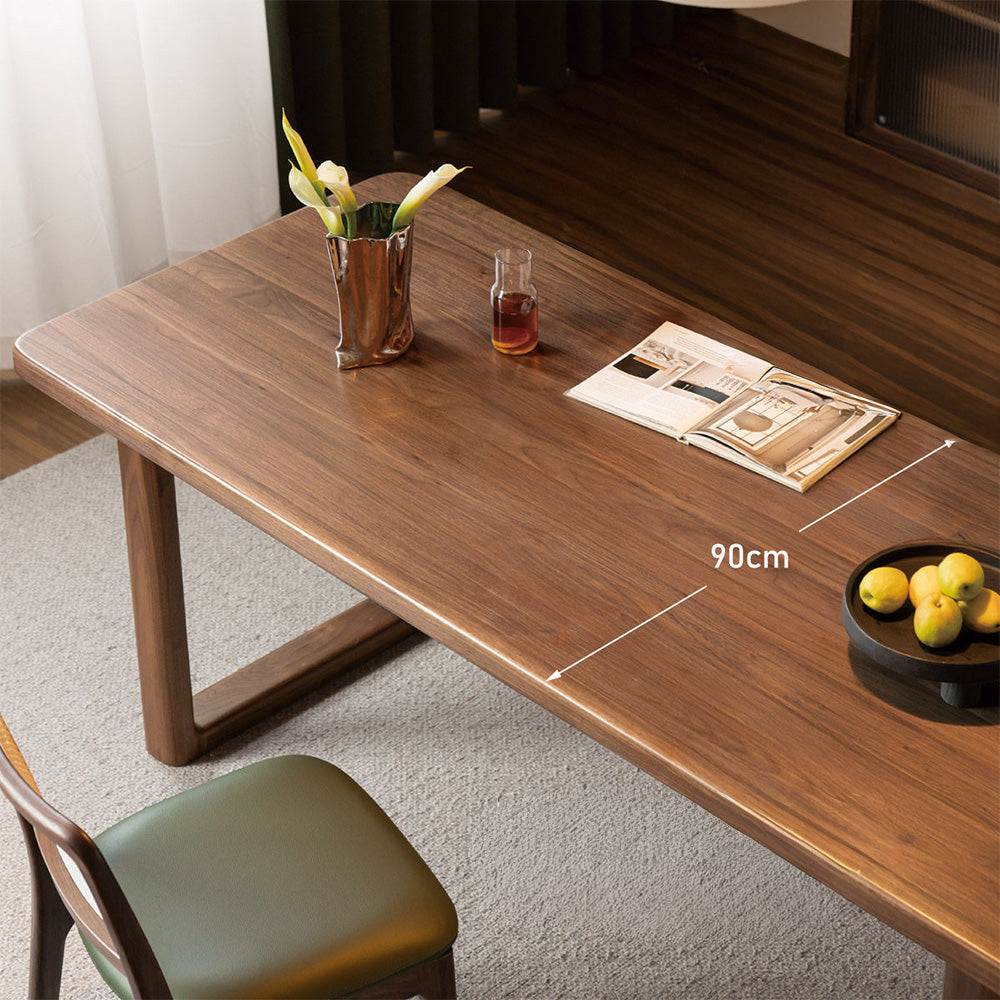 Ancona Natural Solid Walnut Rectangular-Leg Dining Table