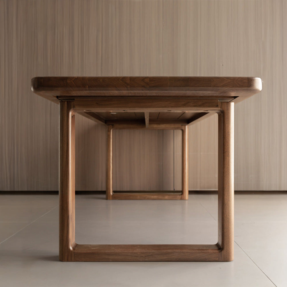 Ancona Natural Solid Walnut Rectangular-Leg Dining Table