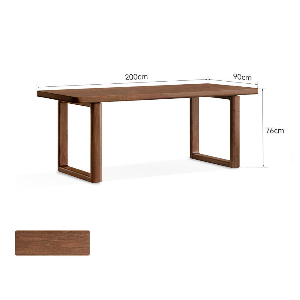 Ancona Natural Solid Walnut Rectangular-Leg Dining Table