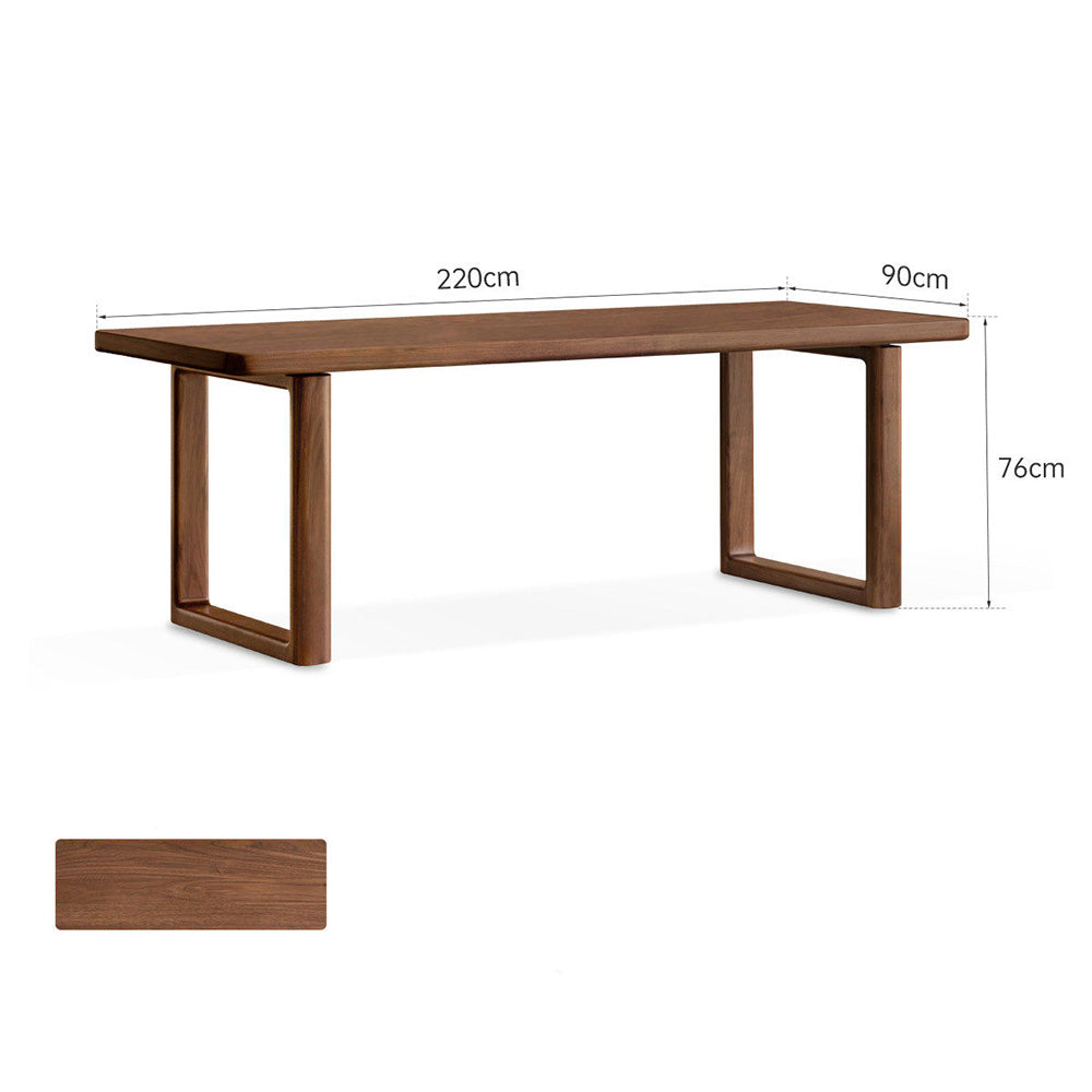 Ancona Natural Solid Walnut Rectangular-Leg Dining Table